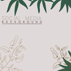 vector botanic, flowers, plants banner background square.suitable for social media post,	
