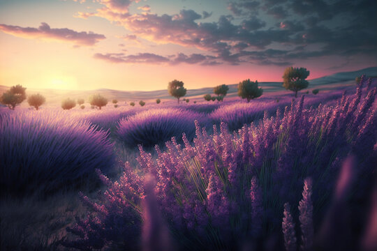 Calming field of lavender landscape (generative ai)