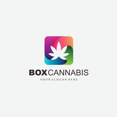 box cannabis logo design gradient color vector