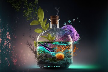 bottled incense visual aromatherapy healing concept - generative ai
