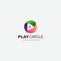 play circle logo design gradient icon color
