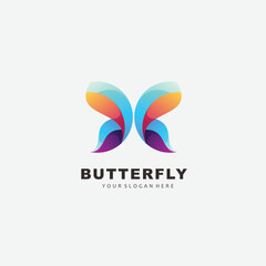 Fototapeta na wymiar butterfly gradient colorful vector logo template