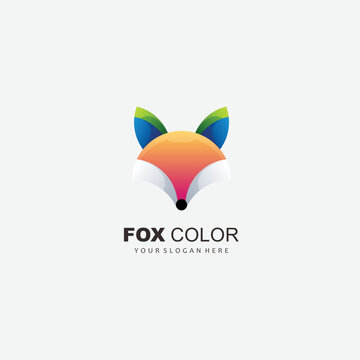 fox color logo design gradient illustration