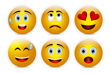 set of emoticon smile cartoon emoji set icon
