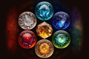 7 chakra crystal healing and therapy - generative ai - obrazy, fototapety, plakaty