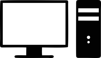 Computer icon symbol in a white background, black laptop icon symbol on the white background	

