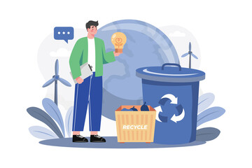 Waste Recycling Illustration concept on white background