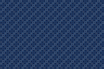 Fototapeta na wymiar Abstract geometric mini square and star seamless pattern. Light and dark blue element on indigo blue background. For male masculine cloth silk scarf fabric apparel textile garment cover pants skirt 