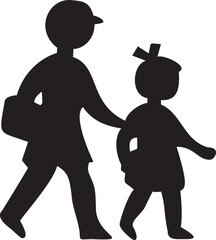 横断歩道　人物　子供　小学生　幼児　アイコン　シルエット　交通標識　指示標識
