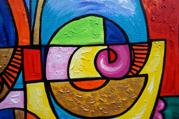 Painting oil color Abstract geometric shapes , Modern art