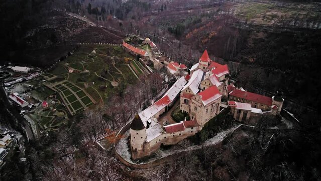 Pernstejn Castle in Czechia Europe Drone