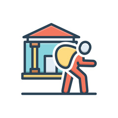 Color illustration icon for leaving