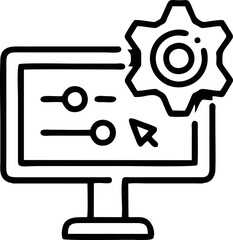 Computer icon symbol in a white background, black laptop icon symbol on the white background	
