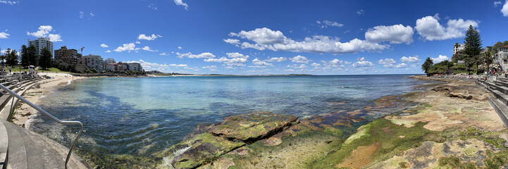Cronulla Beach panorama on a bright sunny day