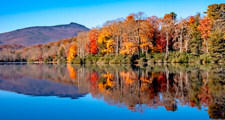 julian price lake and granfather mountain autumn season