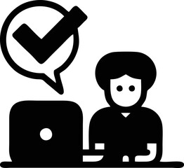Computer icon symbol in a white background, black laptop icon symbol on the white background	

