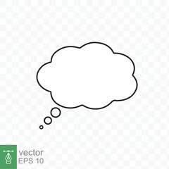 Think bubble with outline. Simple flat style. Cloud, dream, balloon, bubble speech, cartoon, comic speak and dialog, communication concept. Vector illustration isolated. EPS 10.