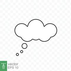 Think bubble with outline. Simple flat style. Cloud, dream, balloon, bubble speech, cartoon, comic speak and dialog, communication concept. Vector illustration isolated. EPS 10.