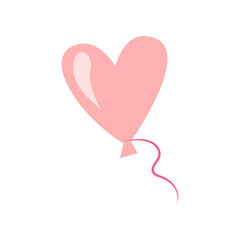 Pink heart balloon flat vector illustration. Cartoon drawing of balloon for carnival or fair on white background. Entertainment, fantasy concept