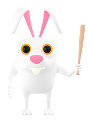 3d character , man holding a wooden bat