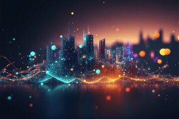 Fototapeta premium Digital illustration about technology and architecture.