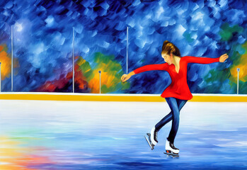 Girl skating on the rink