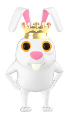 3d character , rabbit wearing crown