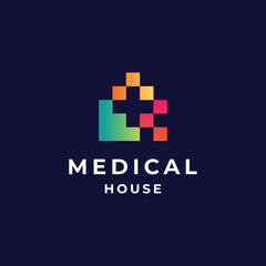 Obraz premium cross and home for clinic and hospital logo