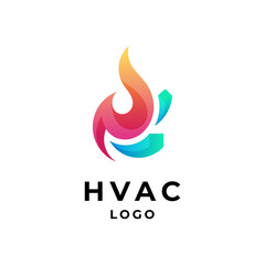 colorful fire, ice and water for HVAC or refrigeration logo design