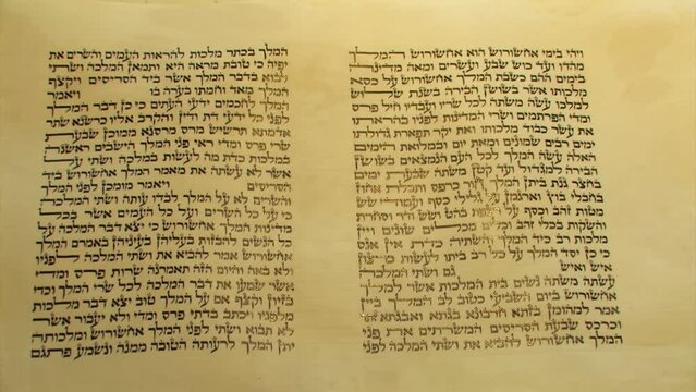 Scroll of the Book of Esther, Israel
Close up view of male hands scrolls the book of Esther
