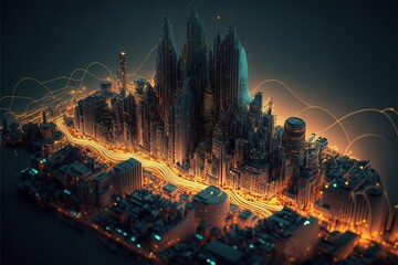 Digital illustration about technology and architecture.