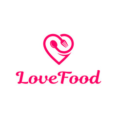 Love food with spoon or fork template vector logo. This logo is suitable for eat, restaurant, cooking, dinner and breakfast.