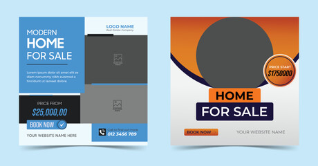 
Luxury real estate web banner social media post house property corporate Home sale promotion square story banners template design