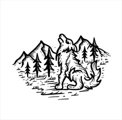 Wolf illustration of a lion
