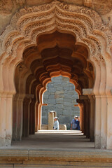 Arched walls of Lotus Mahal in Hampi, A UNESCO World Heritage site