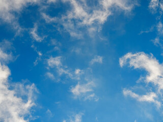 Fluffy soft clouds against a bright blue sky