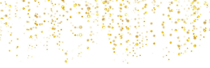 golden glitter falling on transparent background