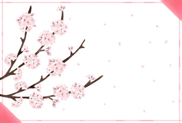 桜の花が散る　フレーム　透過素材