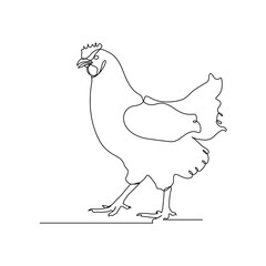 Hen drawn in one line. Vector image of a chicken. Minimalistic style. Logo illustration.