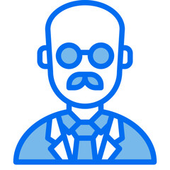 old man blue line icon