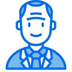 old man blue line icon