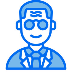 old man blue line icon