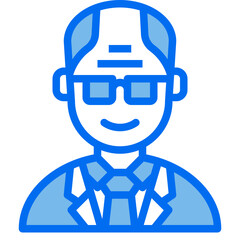old man blue line icon