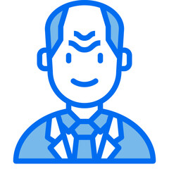 old man blue line icon
