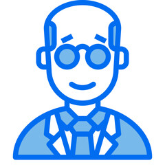 old man blue line icon