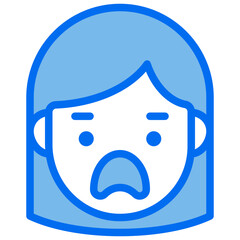 open mouth blue line icon