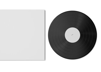 Music vinyl and record label disc mockup	