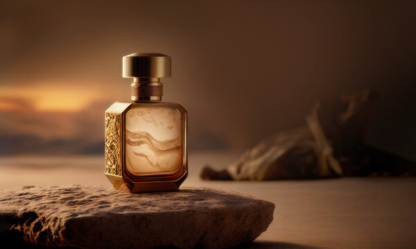 Premium AI Image  Of an Elegant Glass Perfume Bottle Placed Stair Scene  Concept and Creative Design Luxury Elegant