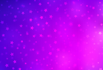 Light Purple, Pink vector texture with colored snowflakes, stars.