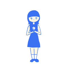 hand drawn illustration of a girl holding a single flower